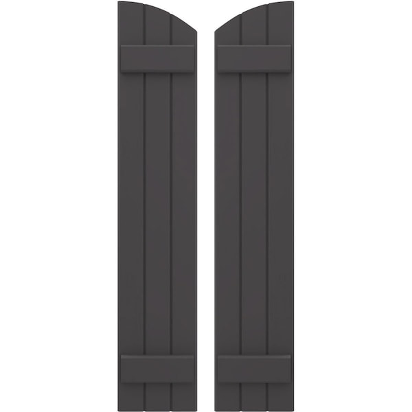 Ekena Millwork Americraft 3-Board (2 Batten) Wood Joined Board-n-Batten Shutters w/Ellipt Top, ARW101BE311X77SMH, PR ARW101BE311X77SMH - main